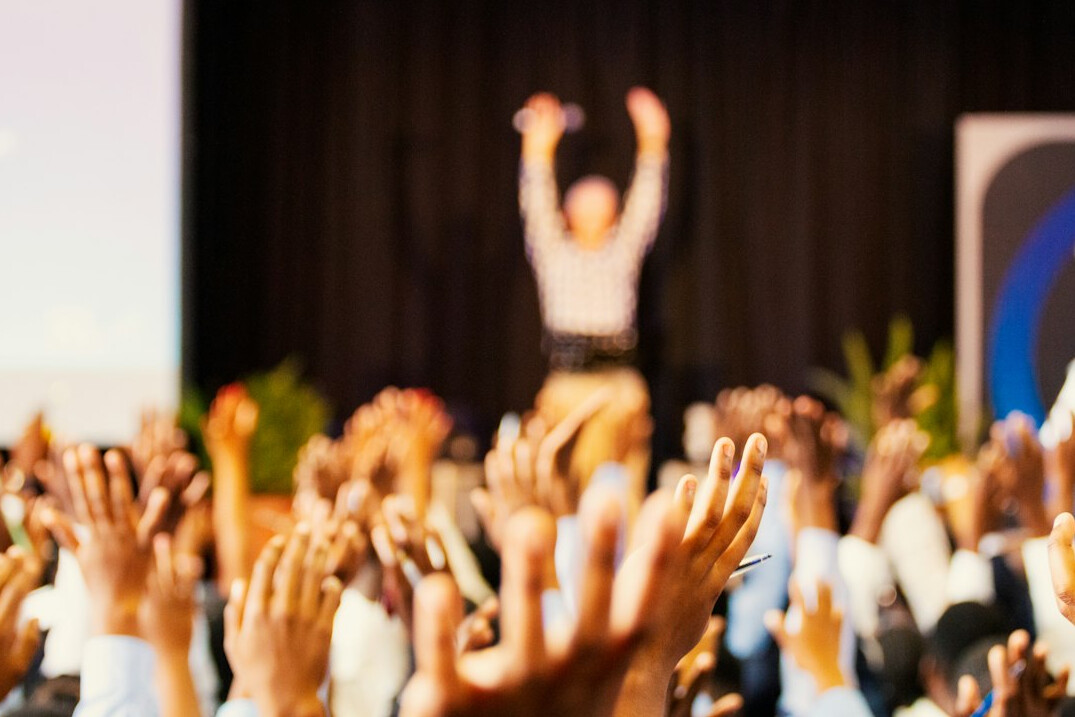person giving a powerful speech